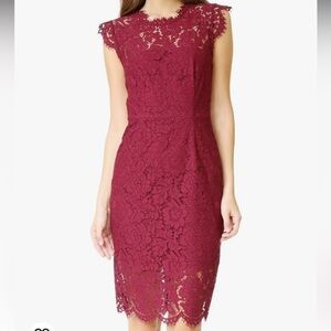 Maroon lace elegant cocktail dress